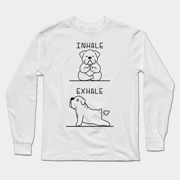 English bulldog yoga Long Sleeve T-Shirt by MasutaroOracle